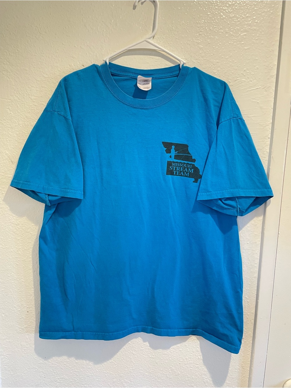 Fruit of the Loom Missouri Stream Team Graphic Tee Shirt Blue Mens XL Fishing